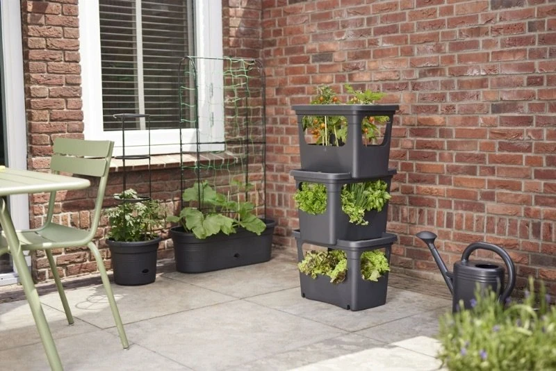 Elho Plantenbak Green Basics Stack & Grow Large Zwart 5 Elho Plantenbak Green Basics Stack & Grow Large Zwart - Afbeelding 5